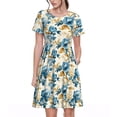 thumbnail image 1 of Fotbe Vintage Blue Flowers Vestido Largo de Moda para Mujer, Vestido Tipo Camiseta con Manga Corta y Estilo Casual a Rayas y Bloques de Color, 1 of 6