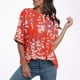 thumbnail image 5 of Camisas de Manga Corta para las Mujeres Blusa Suelta de Impresión Recortada Casual, 95% Poliéster 5% Spandex Top para Gimnasio, Diario Y Verano, 5 of 5