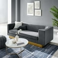 thumbnail image 2 of Sofa, Grey Gray, Velvet, Modern Contemporary, Mid Century Living Hotel Lounge Cafe Lobby, 2 of 10