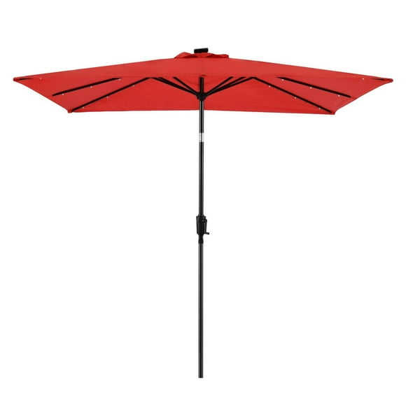 Parapluie rectangulaire à éclairage solaire Sun-Ray 9'x7' - Rouge rubis