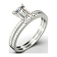 thumbnail image 3 of Art deco 2.00 Carat Emerald Cut Diamond Moissanite Engagement Ring Set, Wedding Ring in 10k Solid White Gold, Feminine Gift, Promise Ring, Anniversary Gift, 3 of 4