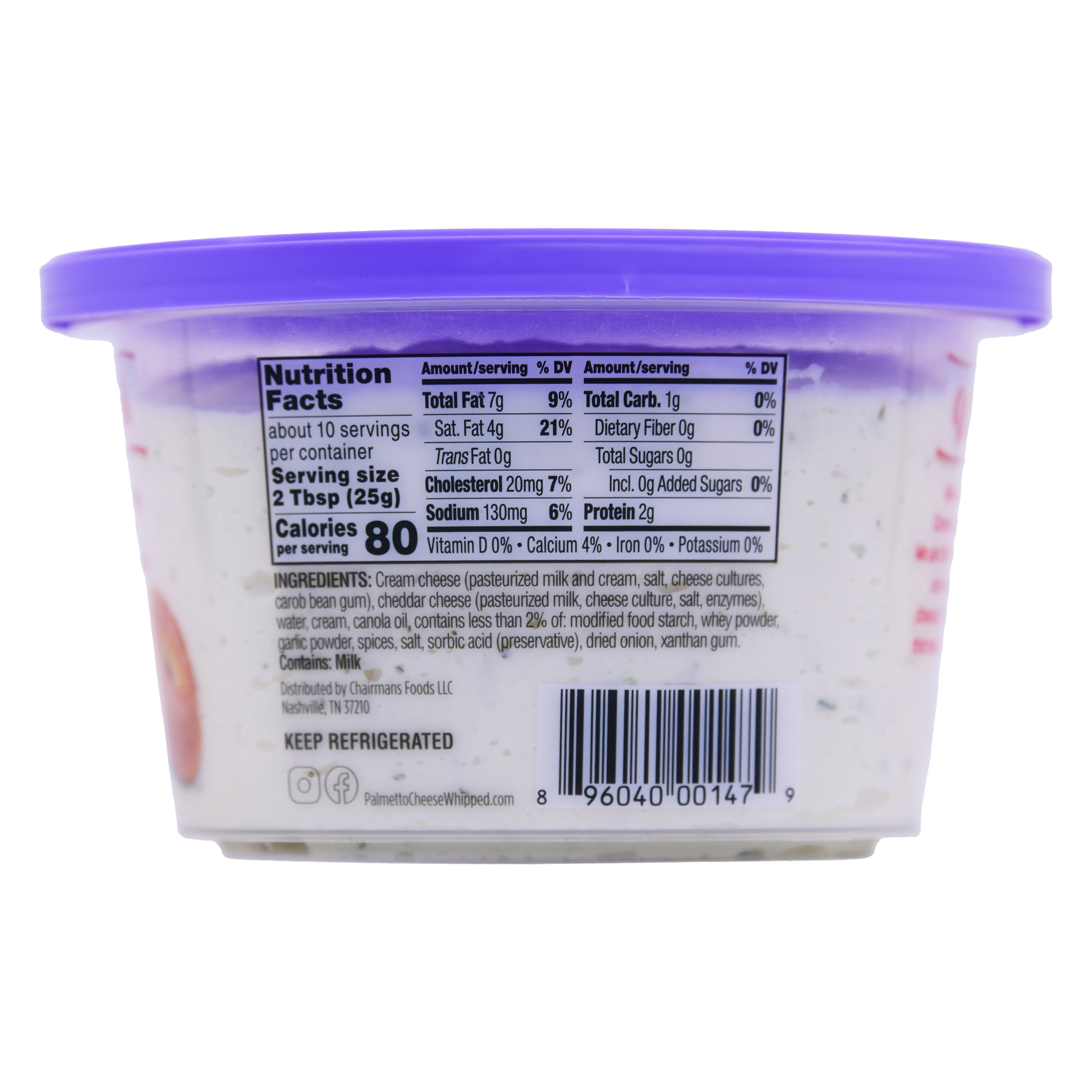 Palmetto Cheese Whipped Garlic & Herb Cheese Spread 9oz Refrigerated