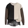 thumbnail image 3 of Chiccall Sweatshirt for Women Fall Crew Neck Long Sleeve Color Block Casual Loose Pullover Top Black XXXL, 3 of 3