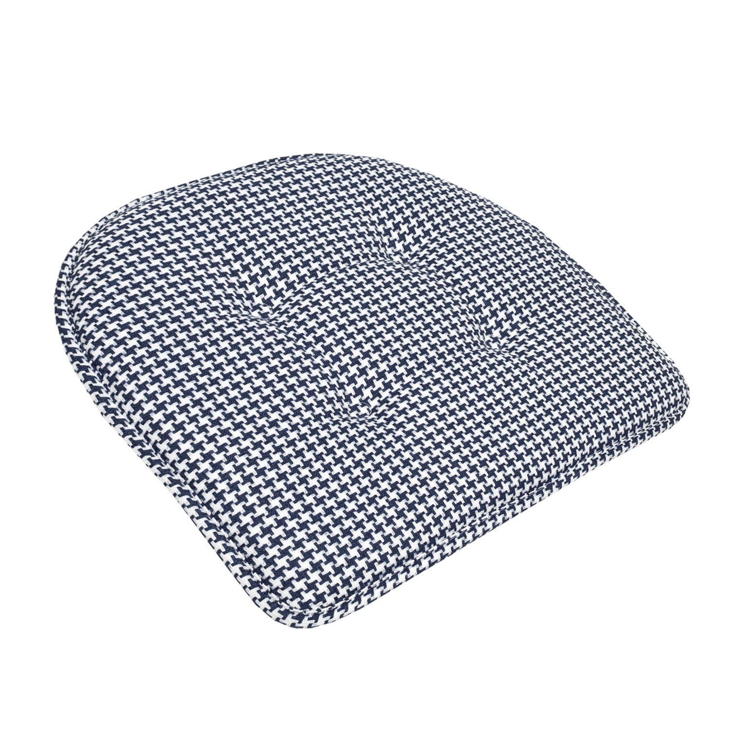 Houndstooth U-Shaped 16 x 17 Memory Foam Chair Pad Navy 2 Pack