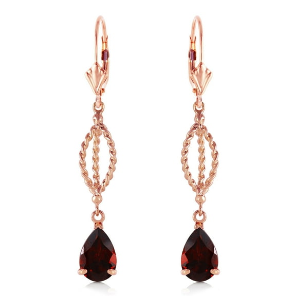 Galaxy Gold 3 Carat 14k Solid Rose Gold Natural Garnet Dangling Earrings