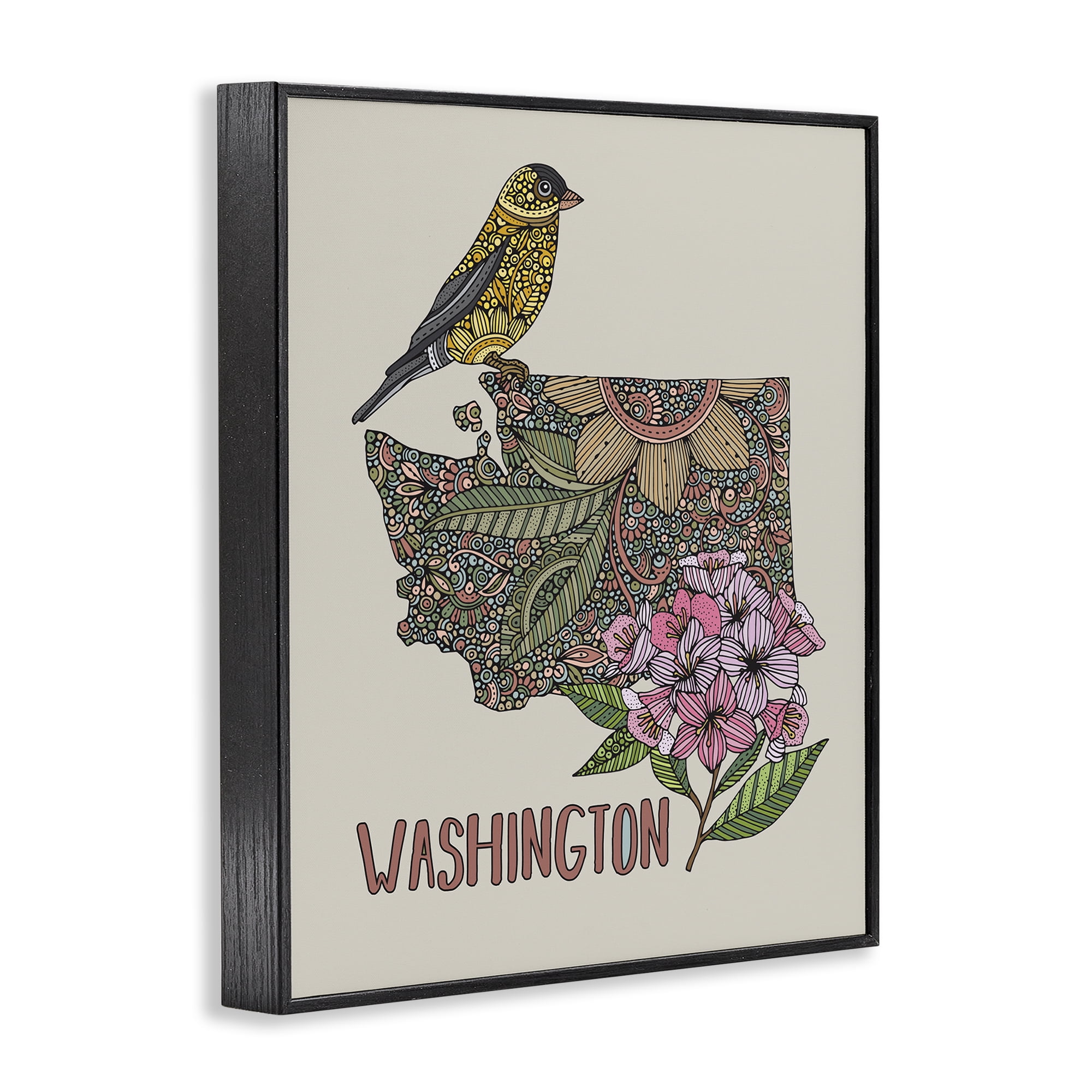Stupell Industries Floral Washington State Botanical & Floral Painting Black Framed Art Print Wall Art, 11 x 14