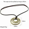thumbnail image 6 of Leather Necklace for Men Double Circle Rings Leather Rope Pendant Necklace Punk Leather Chain Disc Ring Necklace Vintage Jewelry Gift, 6 of 13
