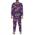thumbnail image 5 of Bingfone Men'S Pajama Set 2 Piece Loungewear Pjs, Long Sleeve With Pajama Pants-Carnival Masks And Beads, 5 of 9