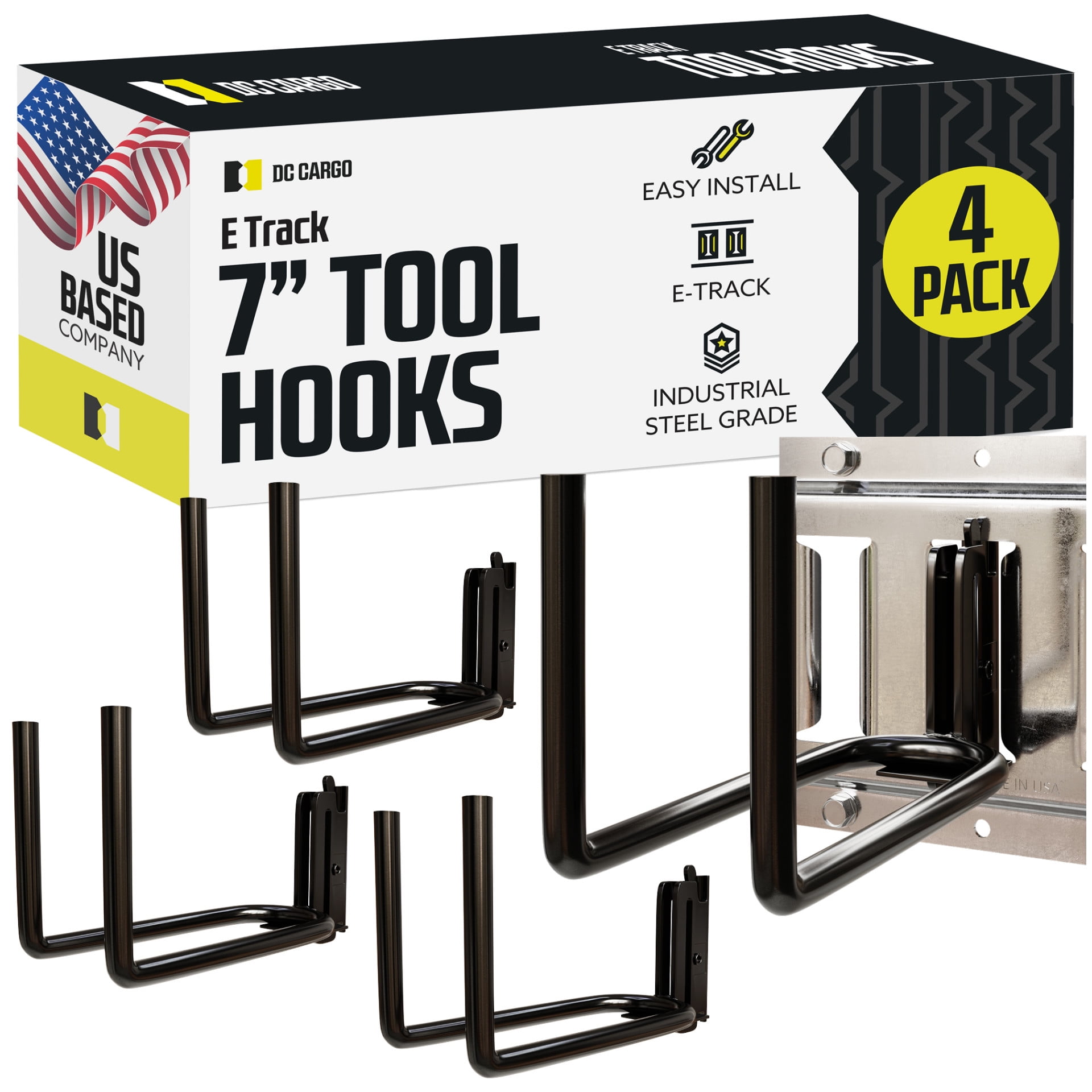 "4Pack DC Cargo Mall ETrack Heavy Duty Shovel/Tool Hanger Hook for
