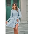 thumbnail image 2 of Femmes 2023 Décontracté Manches Longues Col Rond Élastique Taille Fluide Étagé Mini-Robe, 2 of 6