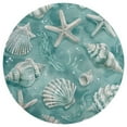 thumbnail image 3 of Beach Seashell Starfish Round Small Area Rug, Print Non Slip Washable Floor Mat, Soft Throw Rug for Living Room, Powder Room Entryway, Bathroom, Bedside, 3 of 6
