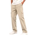 thumbnail image 2 of Mooqilaa Boys Cargo Sweatpants, Elastic Waist Casual Relaxed Fit Fleece-lined Winter Pants Khaki Size 5-6 T, 2 of 8
