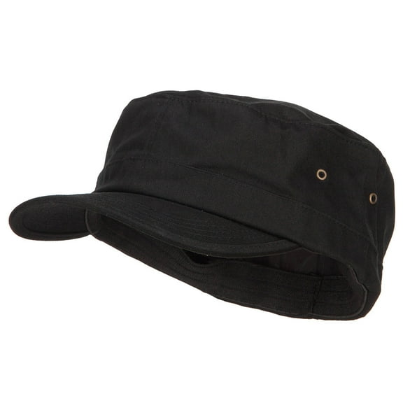 Big Size Fitted Trendy Army Style Cap - Black OSFM
