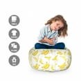 thumbnail image 2 of Banana Storage Toy Bag Chair, Repeated Pattern Watercolor Design Fruit Sketch on Plain Background, Stuffed Animal Organizer Washable Bag, Large Size, White and Pastel Yellow, by Ambesonne, 2 of 3