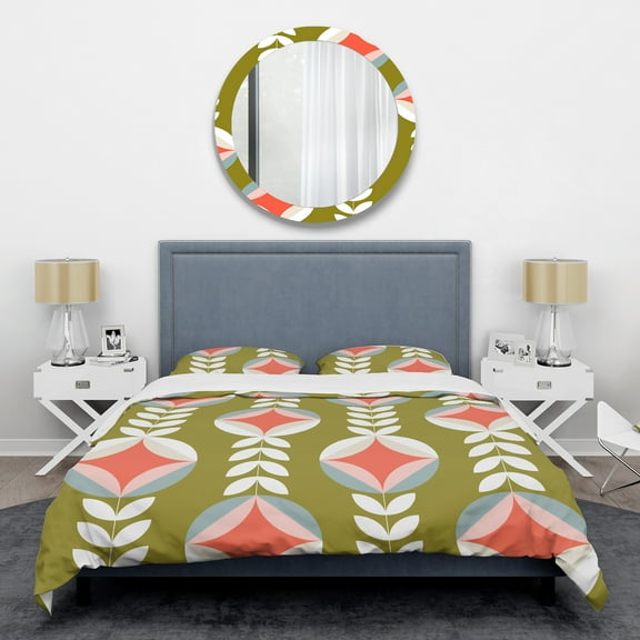 Designart 'Retro Botanical Pattern I' Mid-Century Modern Duvet Cover Set