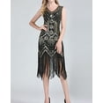 thumbnail image 5 of Sparkle 1920 Sequin Art Deco Formal Flapper Gatsby Speakeasy Theme Dresses Black/Gold, 5 of 6