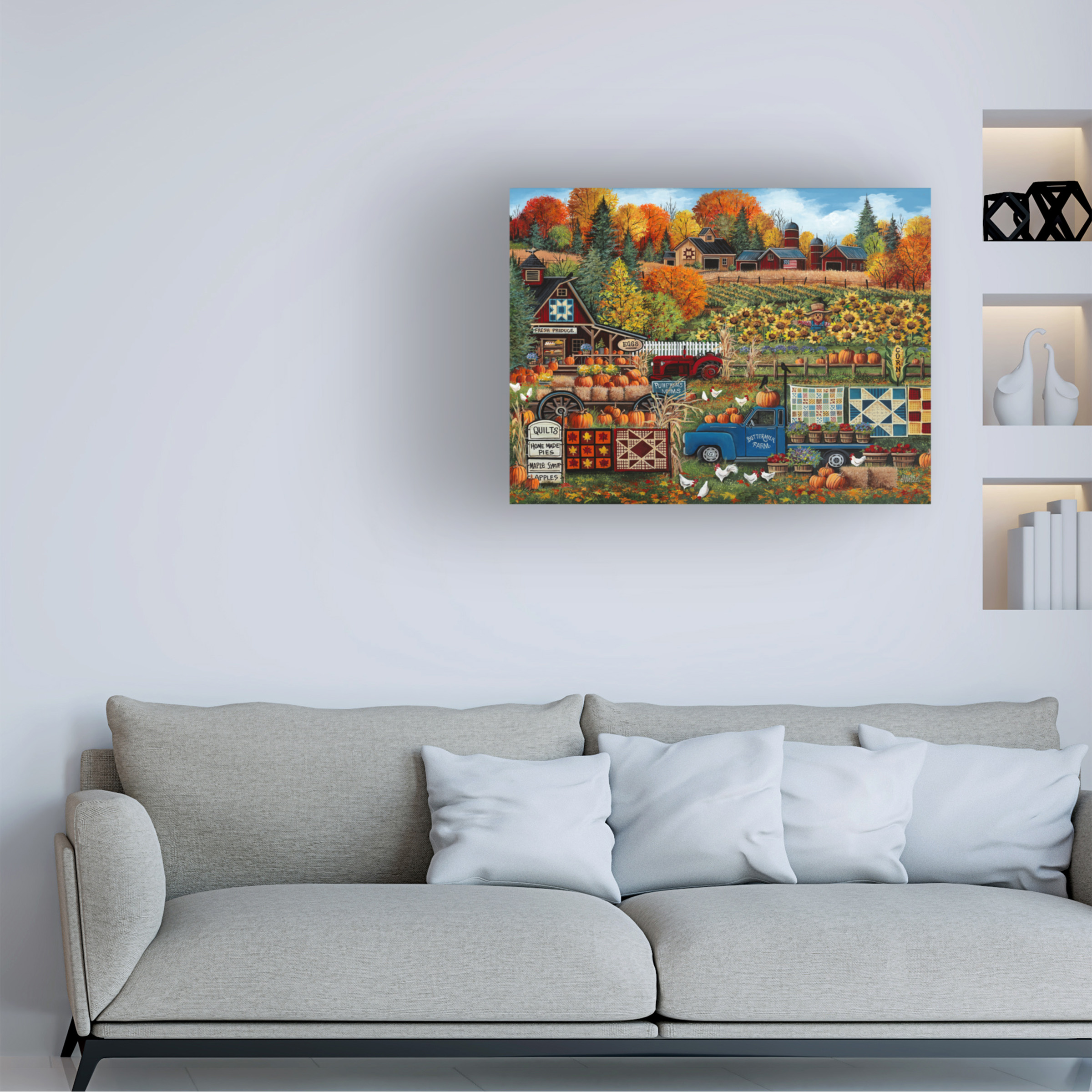 Canvas Wall Art - Debbi Wetzel 'Buttermilk Farm Fall' Wall Art for Living Room, Bedroom, or Office DÃ©cor by Trademark Fine Art - 24 x 18 Inches
