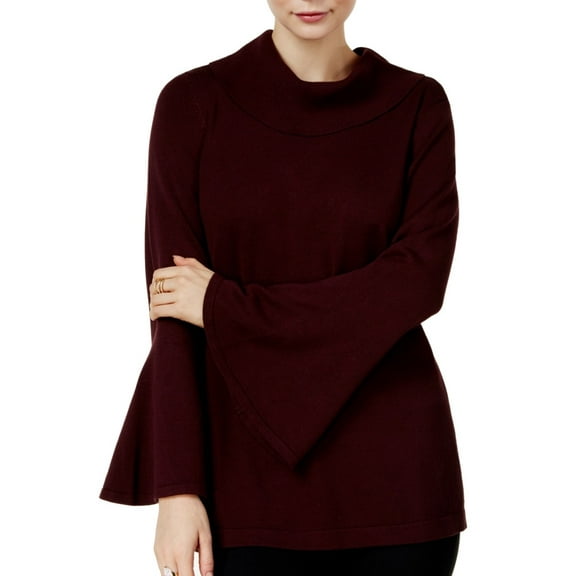 Women's Sweater Burgundy Cowl Neck Bell Sleeve $59 XS