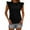 Black, variant on Ltctricy Summer Tops for Women Trendy Ruffle Sleeve Crew Neck Eyelet Embroidered T Shirts Casual Tunic Blouses