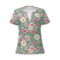 thumbnail image 3 of Naloa Rose Flowers Print T-Shirts Short Sleeve V Neck Tees for Women Fashion Tops Trendy Lightweight Soft Casual Summer Outfits Clothes, 3 of 5