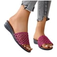 thumbnail image 5 of CQONEPT Womens Fashion Casual Spring And Summer Comfortable Woven Hollow Breathable Round Toe Open Toe Thick Wedge Heel Slippers Hot Pink 42, 5 of 6