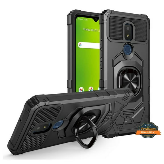 For AT&T Motivate 2 Hybrid Magnetic Car Mount 360° Rotating Ring Kickstand Stand Holder Armor Protective [Military Grade] Phone Case Cover by Xpression [Black]