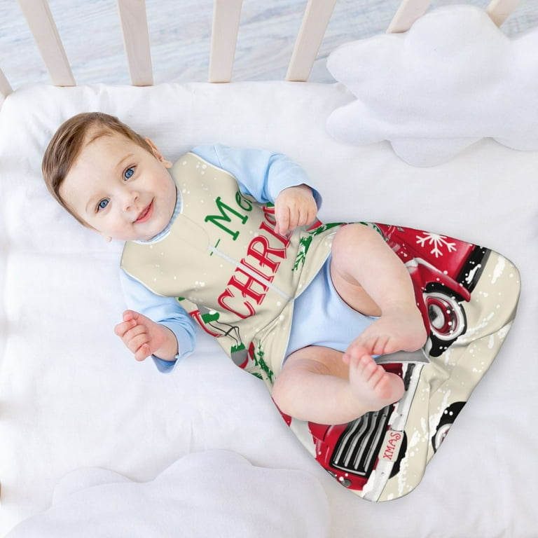 Haiem Merry Christmas 1 Printed Baby Sleep Sack 0 6 Months Muslin Baby Sleeping Bag Zipper Toddler Wearable Blankets Comfy Stretchy Thin Sleep