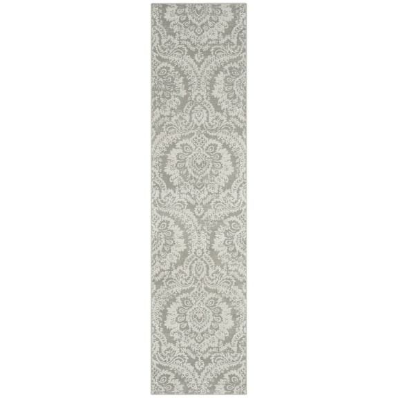 SAFAVIEH Princeton Carbrey Damask Runner Rug, Grey/Beige, 2' x 10'