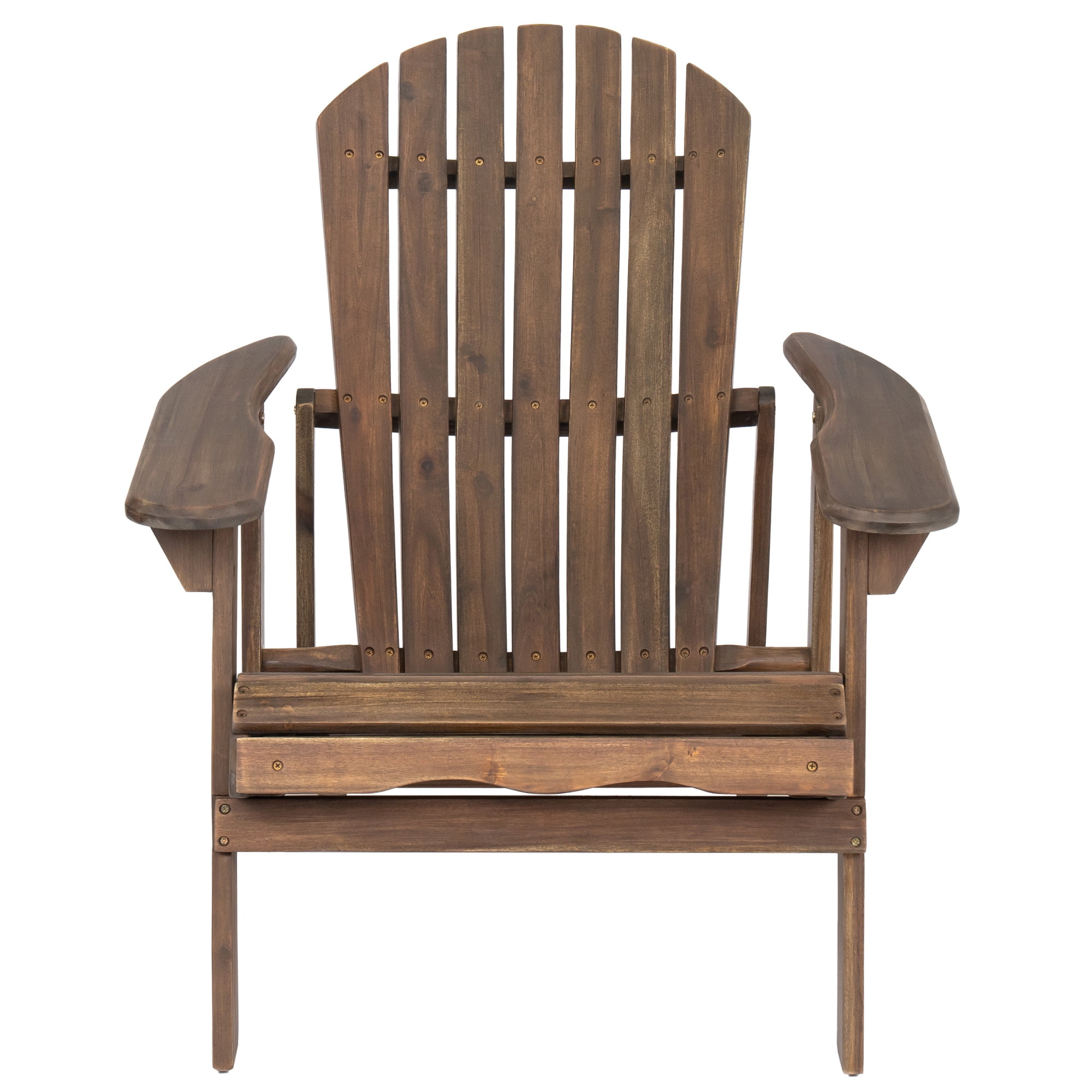 Jopath Folding Adirondack Chair with Extendable Leg Rest Outdoor Wooden Lounge Chairs with Slatted Back and Wide Armrests for Patio Garden Gray