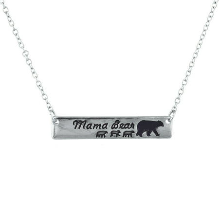 - Lux Accessories SilverTone Mama Bear Mother Three Cubs Children Pendant Necklace