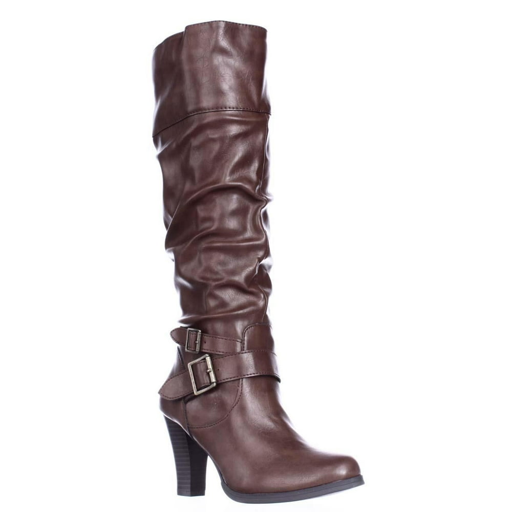 knee high boots cognac color