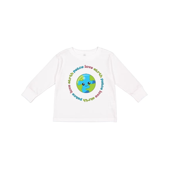 Inktastic Peace Love Earth Boys or Girls Long Sleeve Toddler T-Shirt