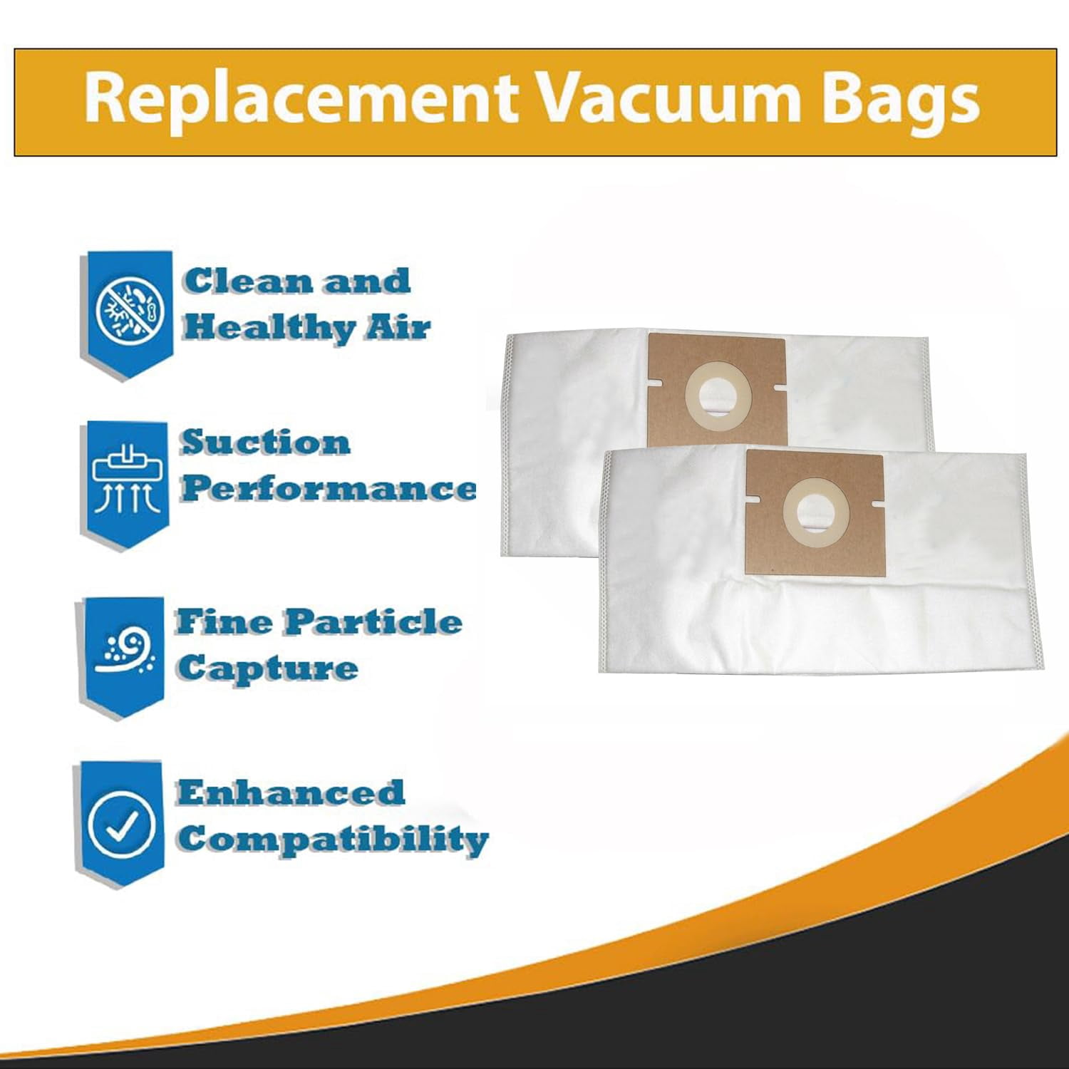 Replacement Part For Hoover 6 Type-S Hepa Canister Vacuum Paper Bags :- 4010808S