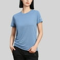 thumbnail image 5 of QATAINLAV Women's Short Sleeve T-Shirts Quick Dry Athletic Running Workout Tees Shirts Summer Training Yoga Rash Guard Tops Light Blue XL Today's Lightning Sales, 5 of 7