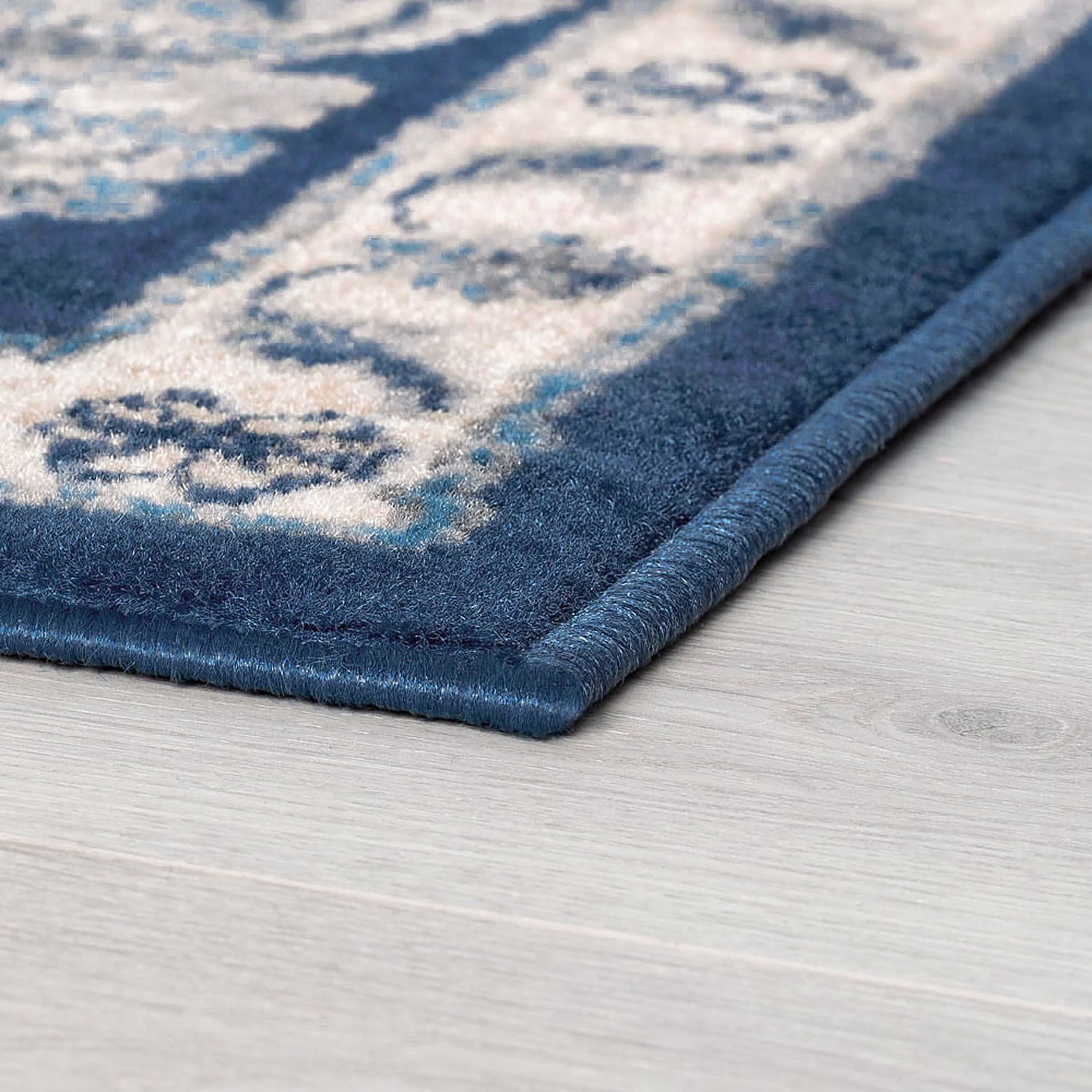 Madison Traditional 9' x 12' Dark Blue Polypropylene Indoor Area Rug