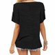thumbnail image 2 of Gibobby Playera de Manga Corta Casual Suave Botón Color Tops Manga Moda Blusas Mujer Off Sólido La blusa de hombro corto para mujer(Negro,CH), 2 of 5