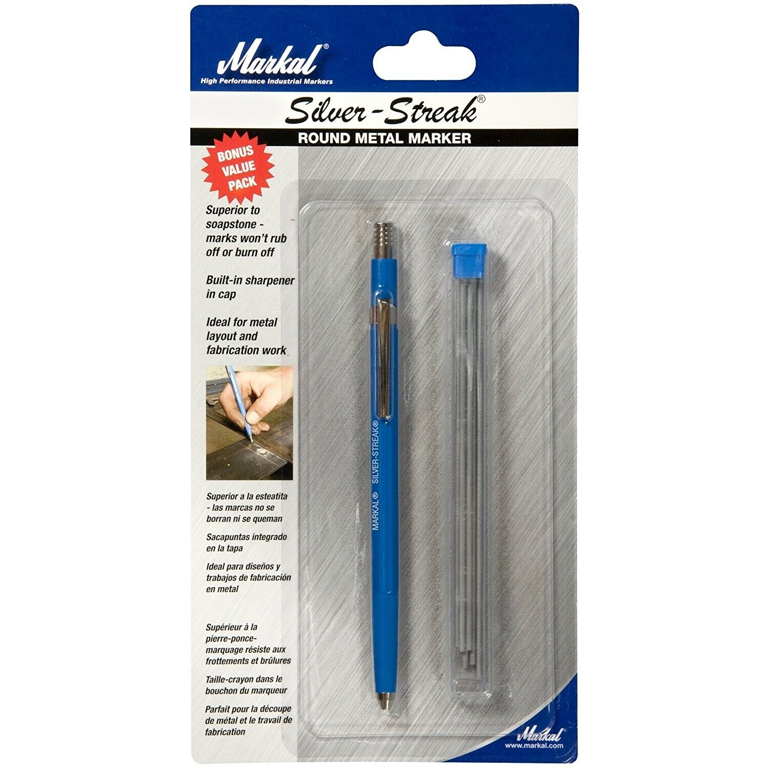 Markal 96107 Silver-Streak WELDING Metal Marker (96006) w/ 6 lead refills (96007) COMBO-PACK