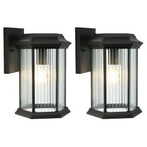 SAFAVIEH Hylan 2-Light A19 Black Steel Wall Sconce with Clear Shade, Set of 2