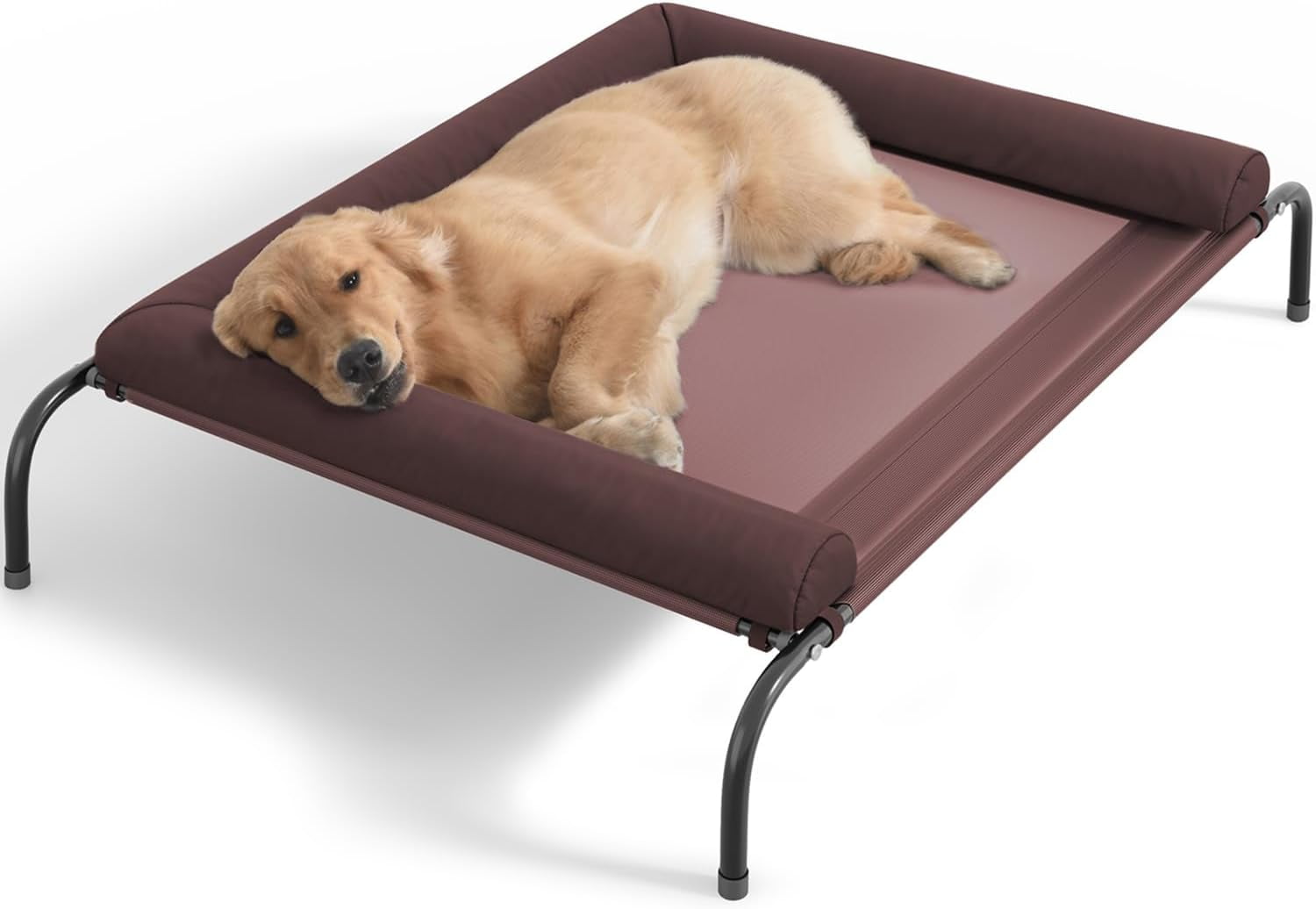 Cooling Elevated Dog Bed, Outdoor Raised Dog Beds, Medium Waterproof Dogs Cot W/Breathable Mesh, Pet Cot W/Portable Removable Bolster