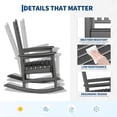 thumbnail image 4 of IdealHouse HDPE Rocking Chair Outdoor Set of 4 - Poly High Back Porch Rocker Chairs for Adults - All Weather Resistant Furniture for Patio Front Porch - Grey, 4 of 7