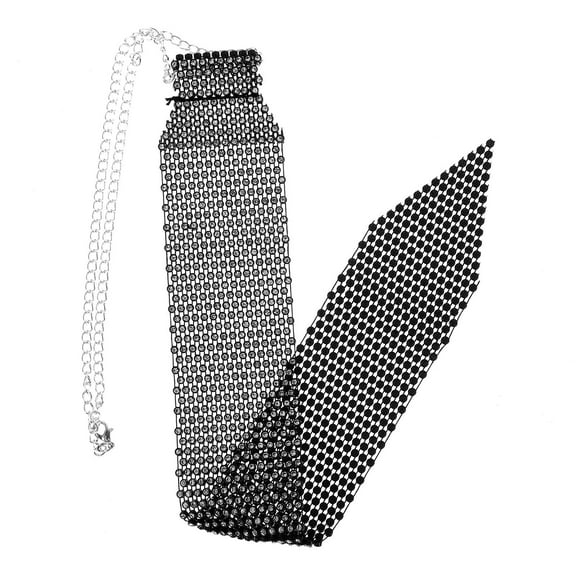 SEWCHICS Elegant Black Rhinestone Necktie Accessory for Cocktail Parties, Weddings, Formal Events, and Special Occasions