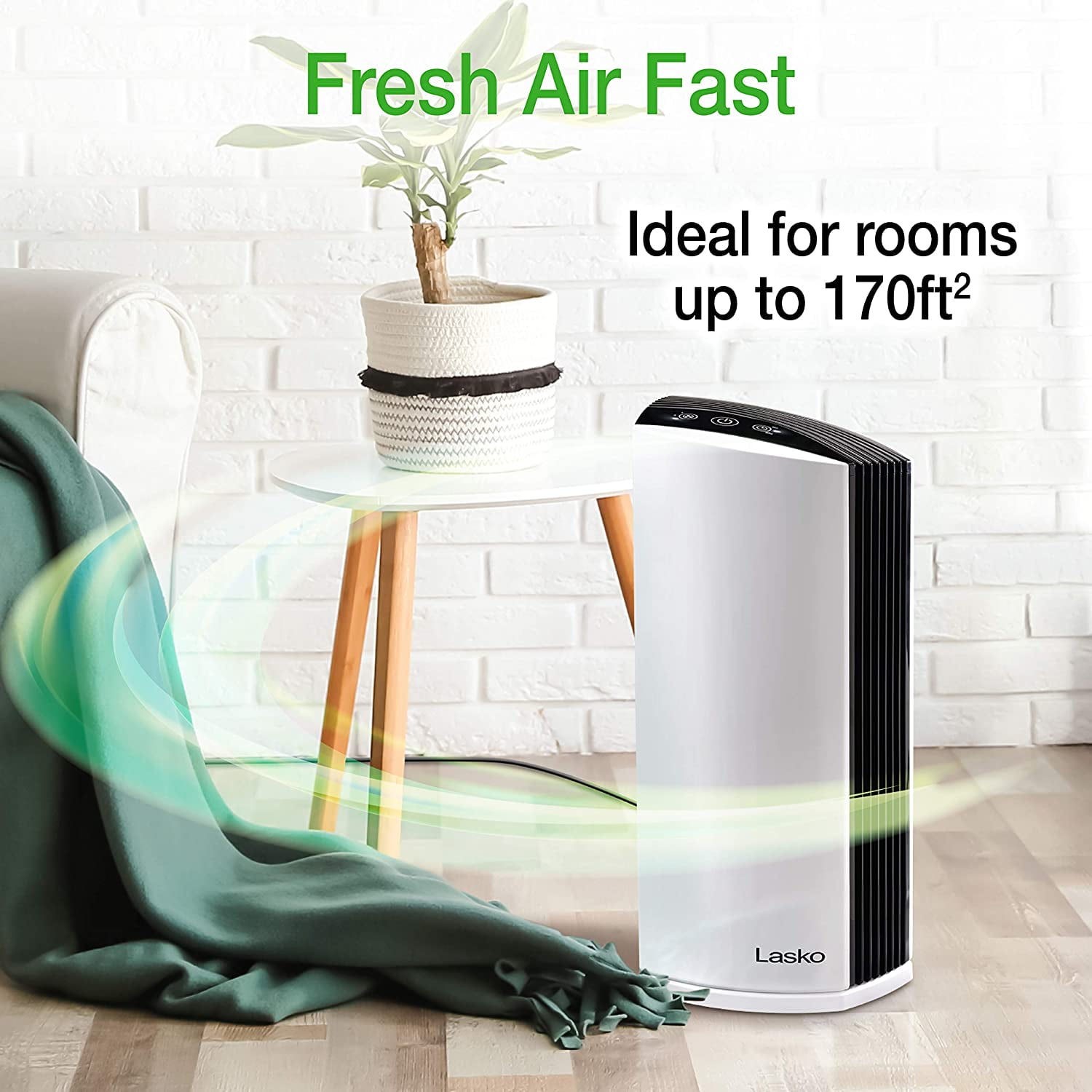 LP300 HEPA Tower Air Purifier with Timer for a Cleaner, Fresher - 2-Stage Filtration Removes Smoke, Odors, Pet Dander, Virus Sized Particles, Pollen, Dust, 21.6" x 7.3" x 10.3", Whi