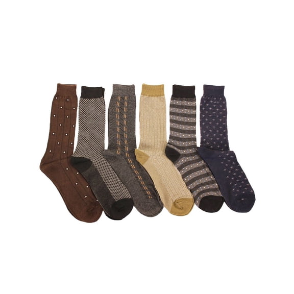 VENTANA Men's 6 Pairs of Pattern Fashion Dress Socks-Design
