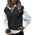 thumbnail image 2 of pxiakgy ladies college style knitted sweater vest sleeveless v-neck retro vest black xxl, 2 of 5