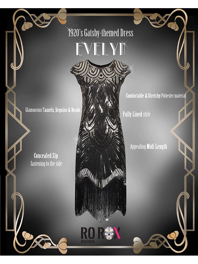 great gatsby themed formal dresses Wehilion Evelyn Flapper Dress | 1920's for Women | Cocktail Party Dress Boho Wedding Dress Plus Size