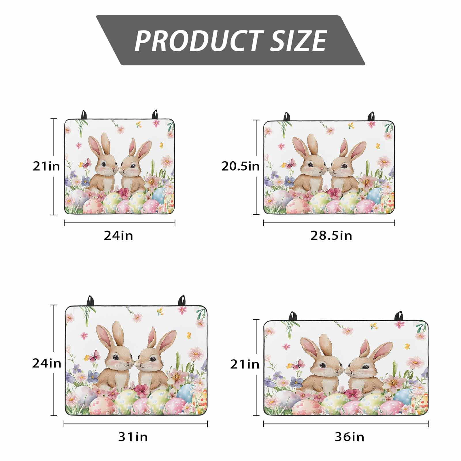 Spring Bunny Easter Stove Top Cover for Electric Stove, Heat-proof & Non Slip Glass Top Stove Cover Protector, Floral Botanical Colorful Eggs Kitchen Flat Cooktop Rubber Mat 24x21 Inches