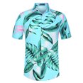 thumbnail image 1 of Lars Amadeus Camisa Tropical De Manga Corta Con Estampado Floral Para Hombre Con Botones Y Hojas Hawaianas Azul Claro Verde M Unique Bargains Camisa, 1 of 6