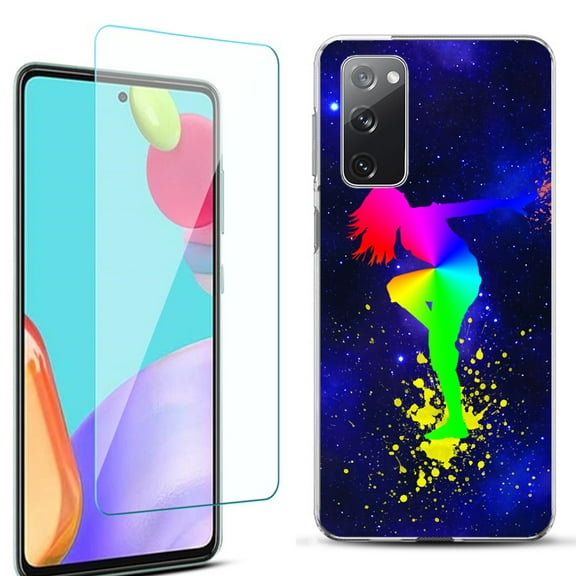 Slim-Fit Protective Phone Case for Samsung Galaxy S20 FE 5G Fan Edition, with Tempered Glass Screen Protector, by OneToughShield ® - Cosmos Dance