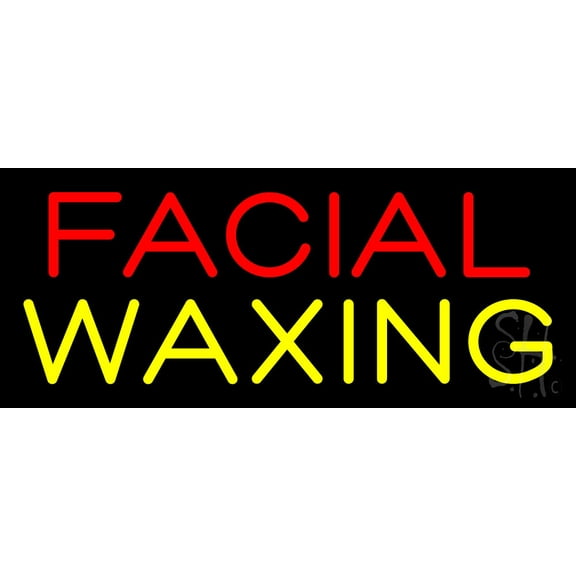 Red Facial Yellow Waxing LED Neon Sign 6 x 15 - inches, Black Square Cut Acrylic Backing, with Dimmer - Bright and Premium built indoor LED Neon Sign for Spa interior decor and storefront.