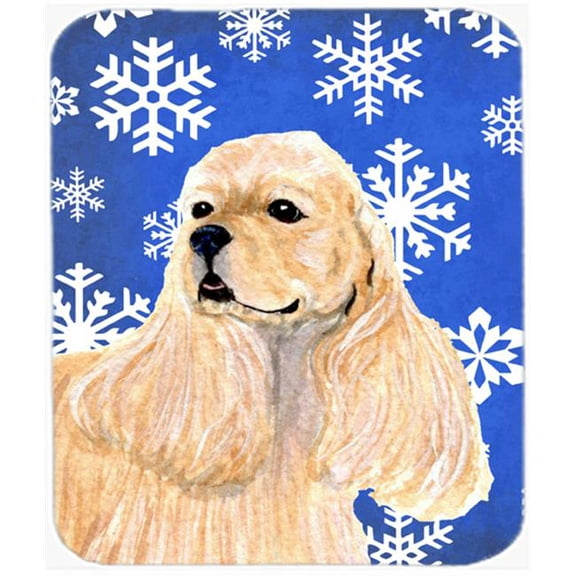 Cocker Spaniel Winter Snowflakes Holiday Mouse Pad, Hot Pad or Trivet